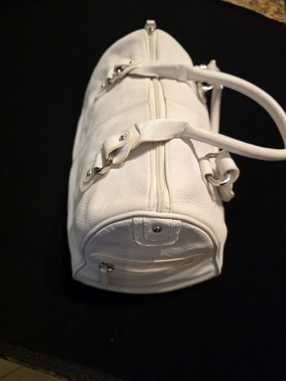 White Tignanello Leather Barrel Tote Bag